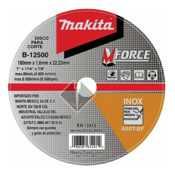 DISCO CORTE INOX 7x116 MAKITA B12500/E17924